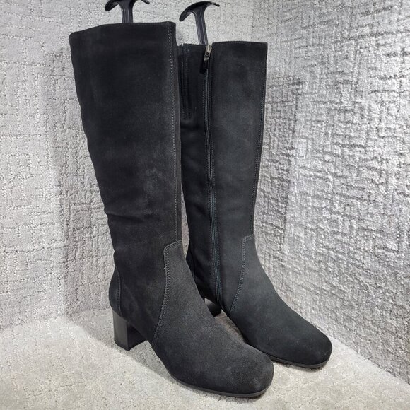 La Canadienne Jennifer Women's Size 8.5 WW US Black Suede Zipper Knee-High Boots - Picture 4 of 12